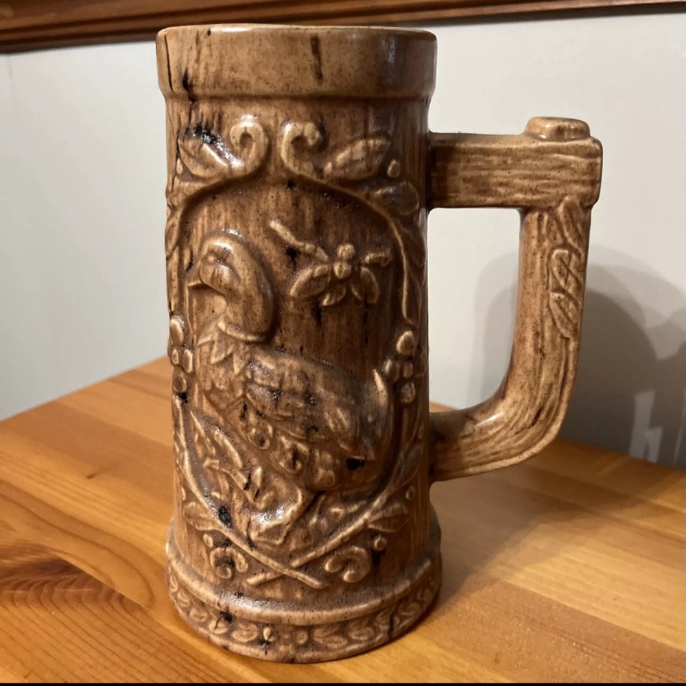 Ceramic hand painted waterfowl stein